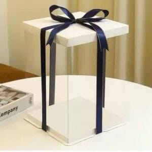 Square Clear Cake Box with White lid